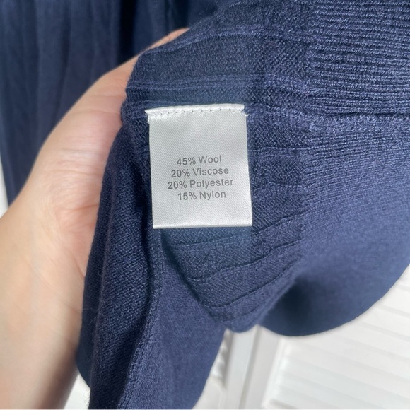 KALLSPIN Wool-Blend Cable Knit Cardigan – Navy Blue (Men’s M) - Picture 11 of 12